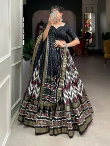 BAESD Printed Semi-Stitched Lehenga & Unstitched Blouse With Dupatta