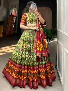 BAESD Printed Semi-Stitched Lehenga & Unstitched Blouse With Dupatta