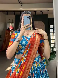 BAESD Printed Semi-Stitched Lehenga & Unstitched Blouse With Dupatta