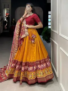 BAESD Printed Semi-Stitched Lehenga & Unstitched Blouse With Dupatta