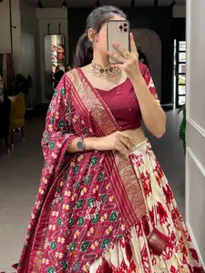 BAESD Printed Semi-Stitched Lehenga & Unstitched Blouse With Dupatta