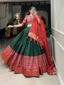 BAESD Printed Semi-Stitched Lehenga & Unstitched Blouse With Dupatta