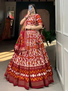 BAESD Printed Semi-Stitched Lehenga & Unstitched Blouse With Dupatta