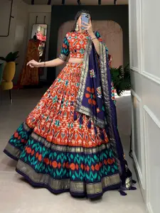 BAESD Printed Semi-Stitched Lehenga & Unstitched Blouse With Dupatta