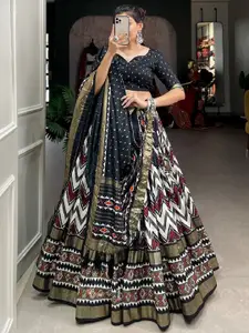 BAESD Printed Semi-Stitched Lehenga & Unstitched Blouse With Dupatta