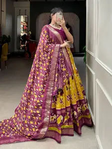 BAESD Printed Semi-Stitched Lehenga & Unstitched Blouse With Dupatta