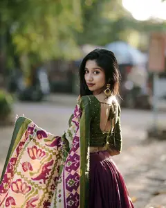 LOOKNBOOK ART Foil Print Semi-Stitched Lehenga & Unstitched Blouse With Dupatta