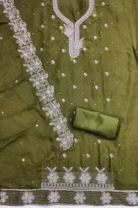 Panzora Floral Embroidered Beads and Stones Unstitched Dress Material