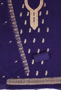 Panzora Floral Embroidered Stone Work Unstitched Dress Material