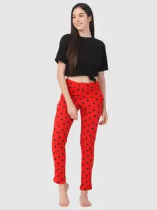 PROTEENS Women Printed Cotton Mid-Rise Lounge Pants