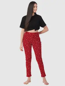 PROTEENS Women Printed Cotton Mid-Rise Lounge Pants