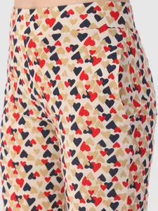 PROTEENS Women Printed Pure Cotton Mid Rise Lounge Pants