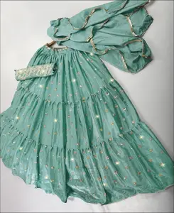 Rujave Embellished Thread Work Semi-Stitched Lehenga & Unstitched Blouse With Dupatta