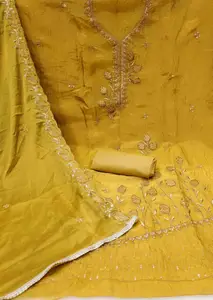 KIMISHA Floral Embroidered Sequinned Unstitched Dress Material