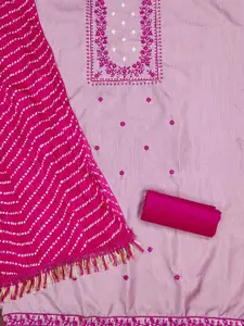 MANVAA Floral Embroidered Sequinned Silk Cotton Unstitched Dress Material