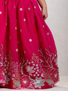 Lagorii Girls Embroidered Sequinned Ready to Wear Lehenga & Choli