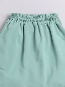 taffykids Girls Shirt Collar Sleeveless Crop Top & Jacket With Skirt