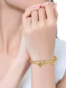 FEMMIBELLA Women Cubic Zirconia Gold-Plated Kada Bracelet