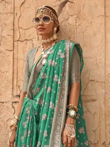 elora Floral Zari Pure Georgette Designer Banarasi Saree