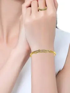 FEMMIBELLA Women Cubic Zirconia Gold-Plated Kada Bracelet