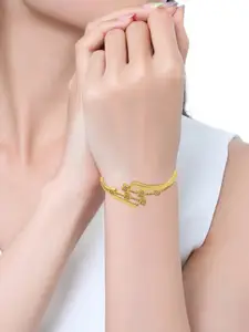 FEMMIBELLA Women Cubic Zirconia Gold-Plated Kada Bracelet