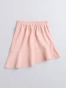 taffykids Girls Self Design Halter Neck Sleeveless Glitter Ruched Detail Top With Skirt