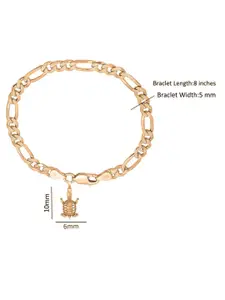 AKSHAT SAPPHIRE Men 92.5 Sterling Silver Gold-Plated Cat Symbol Pendant & Charm Bracelet