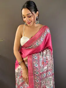 Kalista Ethnic Motifs Silk Blend Tussar Saree