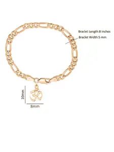 AKSHAT SAPPHIRE Men 92.5 Sterling Silver Gold-Plated Om Pendant With Charm Bracelet