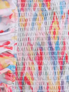 taffykids Girls Abstract Printed One Shoulder Ruched Crop Top With Skirt