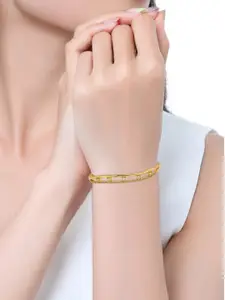 FEMMIBELLA Women Cubic Zirconia Hand Painted Gold-Plated Kada Bracelet