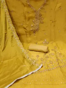 MANVAA Floral Embroidered Sequinned Unstitched Dress Material