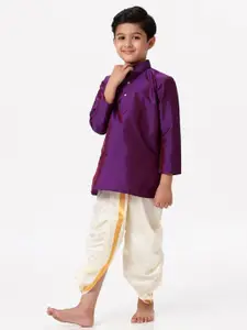Ramraj Boys Solid Long Sleeve Kurta with Panchakacham