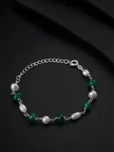 House of Aadyaa Women  Beaded 925 sterling Silver Wraparound Bracelet