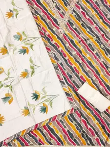 MANVAA Leheriya Printed Sequinned Unstitched Dress Material