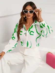 BAESD Women Relaxed Fit Spread Collar Abstract Printed Cotton Casual Shirt