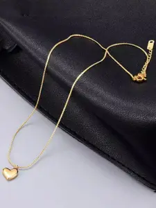 SUBHAGALANKAR Gold-Plated Heart-Shaped Pendant With Chain