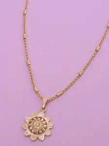 Ramdev Art Fashion Jwellery Gold-Plated Floral Pendant with Chain