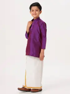 Ramraj Boys Long Sleeves Kurta with Jari Dhoti Combo
