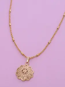 Ramdev Art Fashion Jwellery Gold-Plated Floral Pendant With Chain