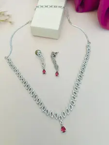 ABDESIGNS Enchanting Silver Plated American Diamond Necklace