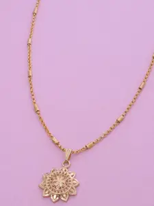 Ramdev Art Fashion Jwellery Gold-Plated Floral Pendant With Chain