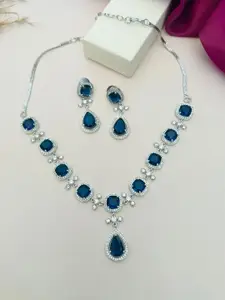 ABDESIGNS Enchanting Silver Plated American Diamond Necklace