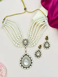 ABDESIGNS Enchanting Gold Plated Polki Choker Necklace