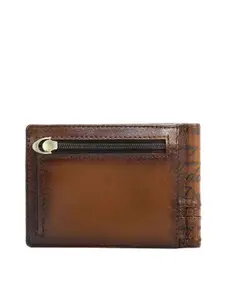 Da Milano Men Typography Textured Leather Money Clip
