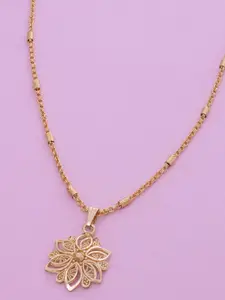 Ramdev Art Fashion Jwellery Gold-Plated Floral Shaped Pendant with Chain