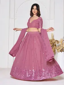 Warthy Ent Embroidered Thread Work Semi-Stitched Lehenga & Unstitched Blouse With Dupatta