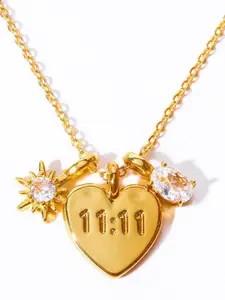 Just Lil Things Stone Studded Heart Shaped Pendant With Chain