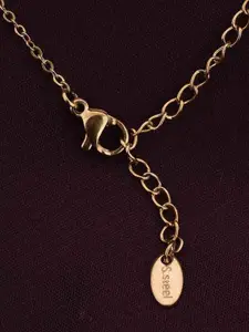 PALMONAS Gold Plated CZ Stone Studded Pendant With Chain