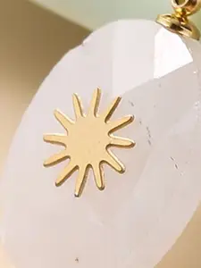 Just Lil Things Stone Studded Oval Pendant With Chain